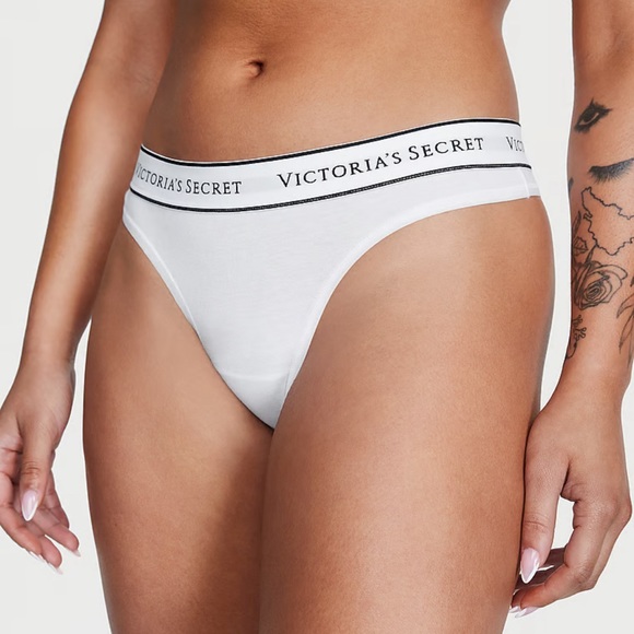 Victoria’s Secret COTTON
Logo Waist Pointelle Thong Panty-NEW - Picture 2 of 3